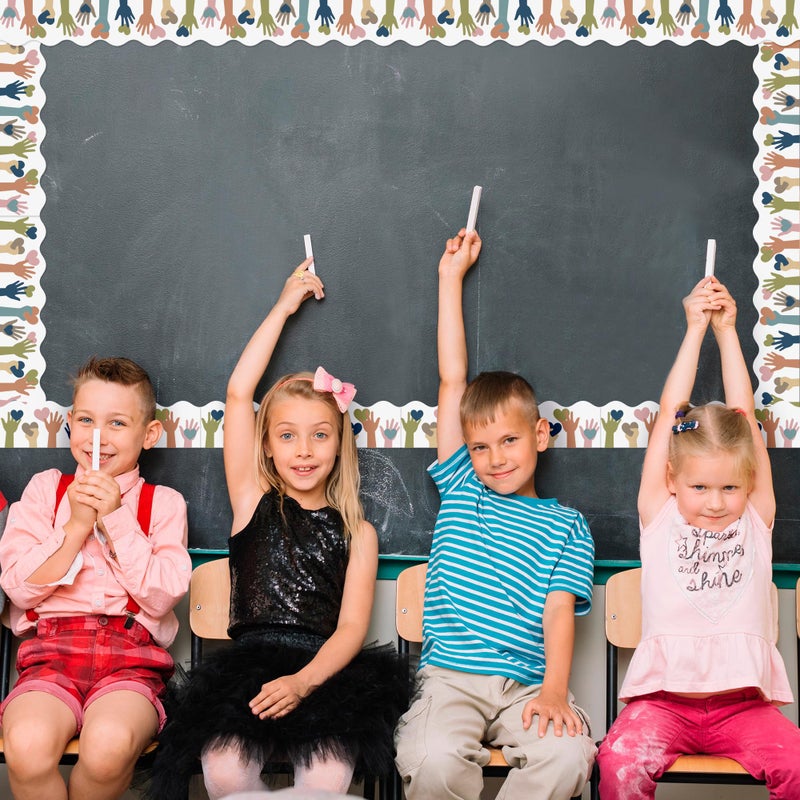 BeYumi Boho Diversity Border Trim - 65ft Back to School All are Welcome Rolled Border Trim Colorful Multicultural Equality Inclusive Bulletin Board Classroom Chalkboard Kindergarten Elementary Decor - Image 3